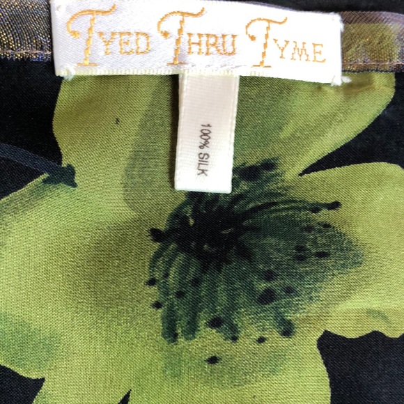 VTG Tyed Thru Tyme Oblong Diamond Shape Scarf 100% silk - Picture 3 of 7